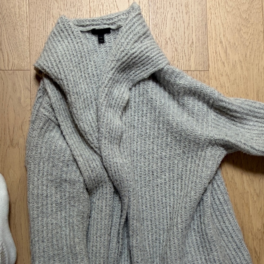 J. Crew Light Gray Ribbed Open-Front Cardigan Coat - Picture 5 of 14